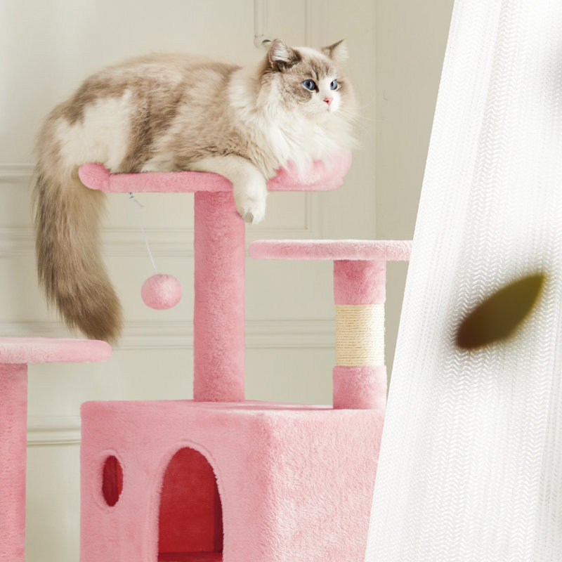 Cat Tree, Multi-Level Cat Tower, Pink