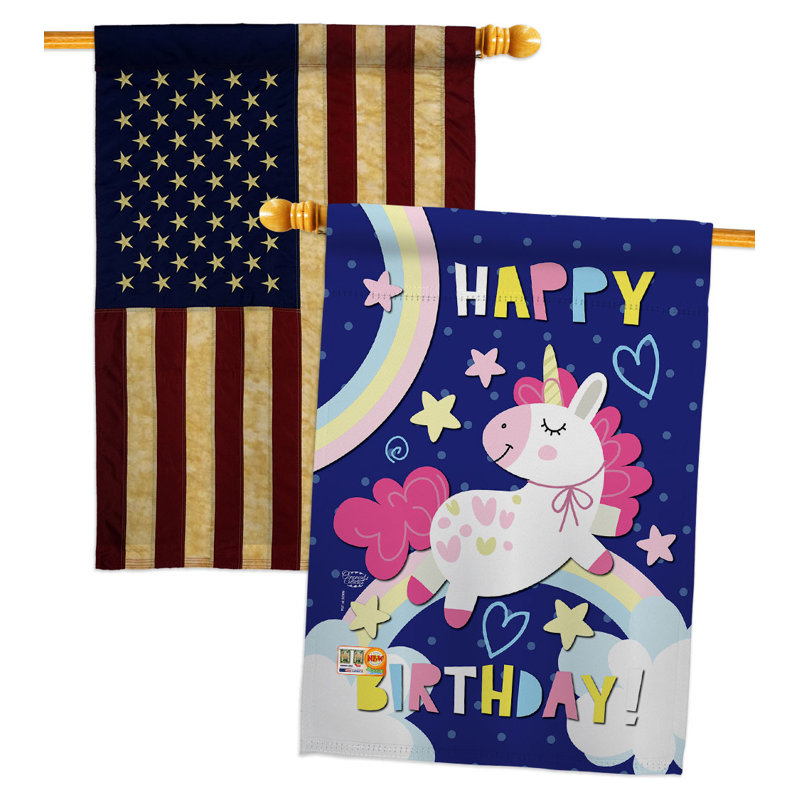 Double Sided 40'' H x 28'' W Polyester Birthday House Flag