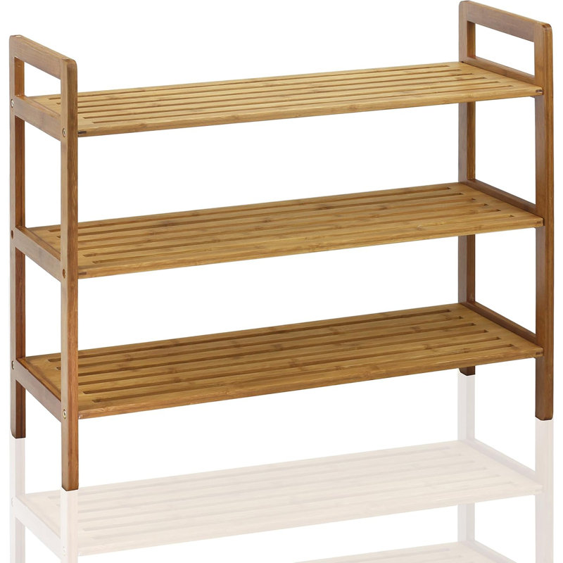 Natural Bamboo 3-Tier Stackable Shoe Rack