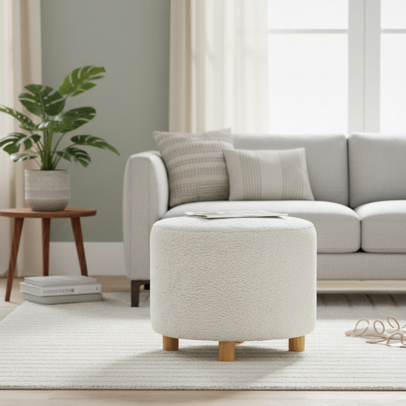 Tabouret rond crème