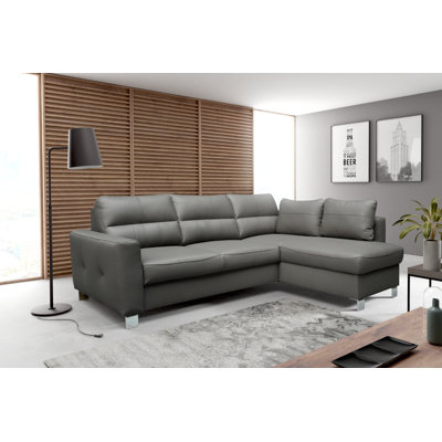 Birdell Leather Corner Sectional with Sleeping Function and Box