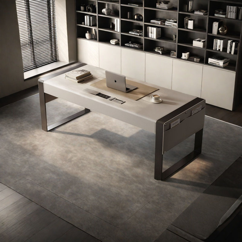 Bureau haut de gamme American, Gris clair, H 29,53 po x l 66,93 po x P 23,62 po