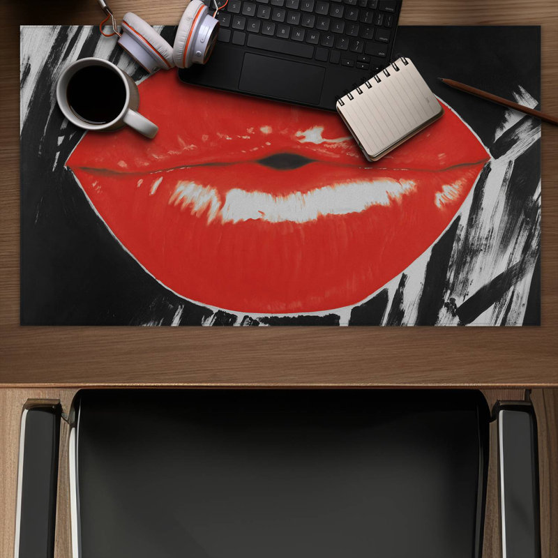 Pouty glossy lips - 14.00"x24.25" Desk mat