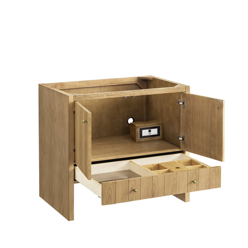 Hudson 36'' W Single Vanity, White Zeus, 8" Widespread, Light Natural Oak