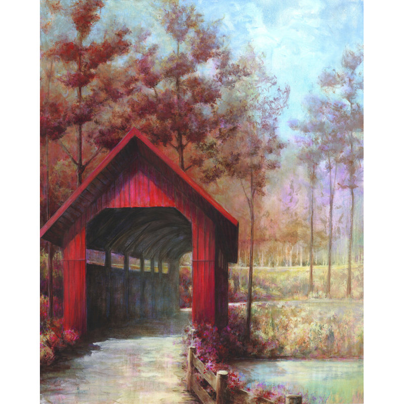 Pont couvert - reproduction sur toile tendue, H 40 po x l 30 po