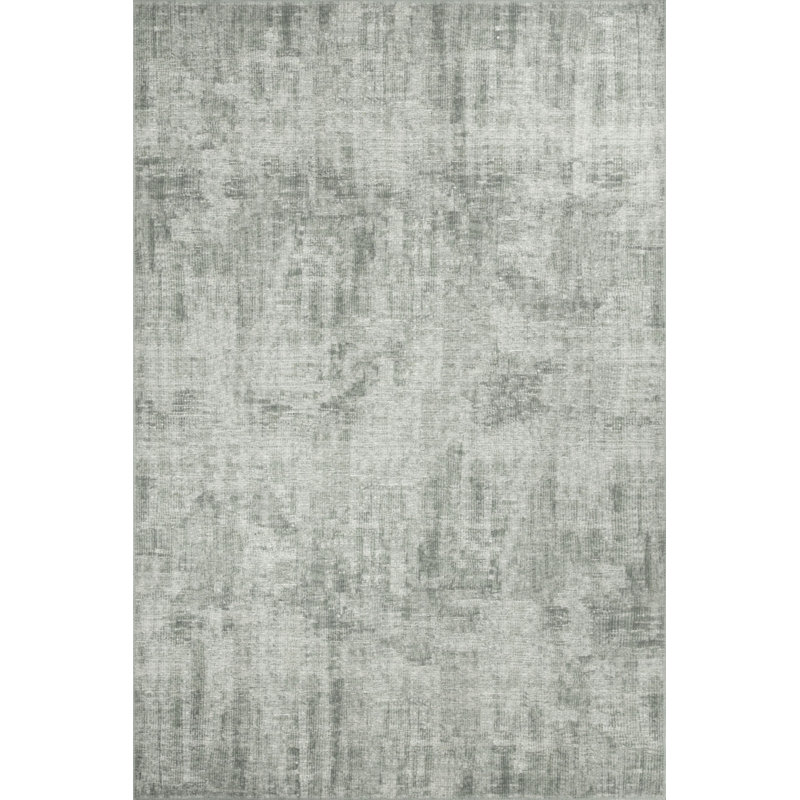 Tapis décoratif abstrait vert, Tapis de couloir 2 pi 6 po x 9 pi 11 po