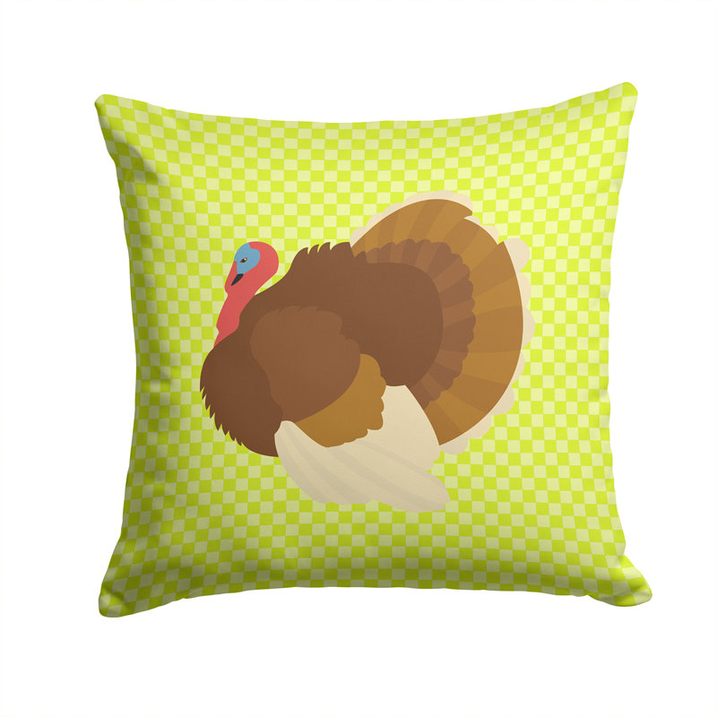 Coussin décoratif extérieur turquie dindon, 14 po x 14 po, Vert