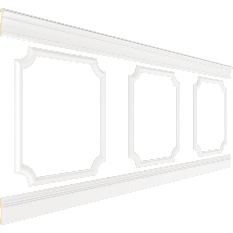 Adjustable White Polyurethane Scalloped Wainscot Paneling Kit