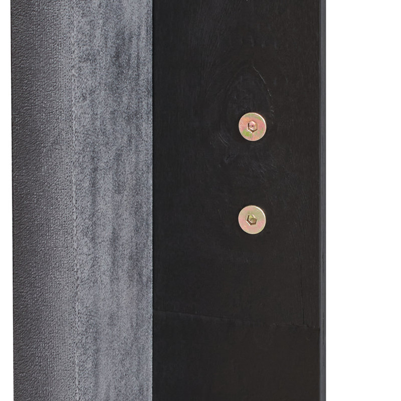 Grand lit à boutons en velours - Base en lattes de bois massif, plateforme gris anthracite avec détails et base fiable