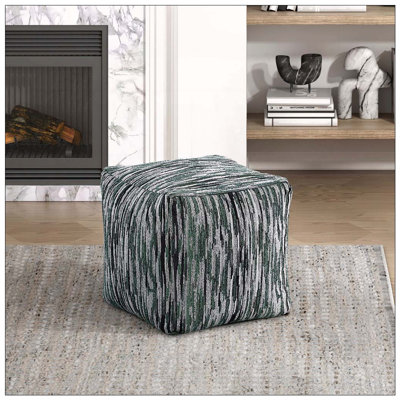Pouf carré en jacquard avec fond antidérapant