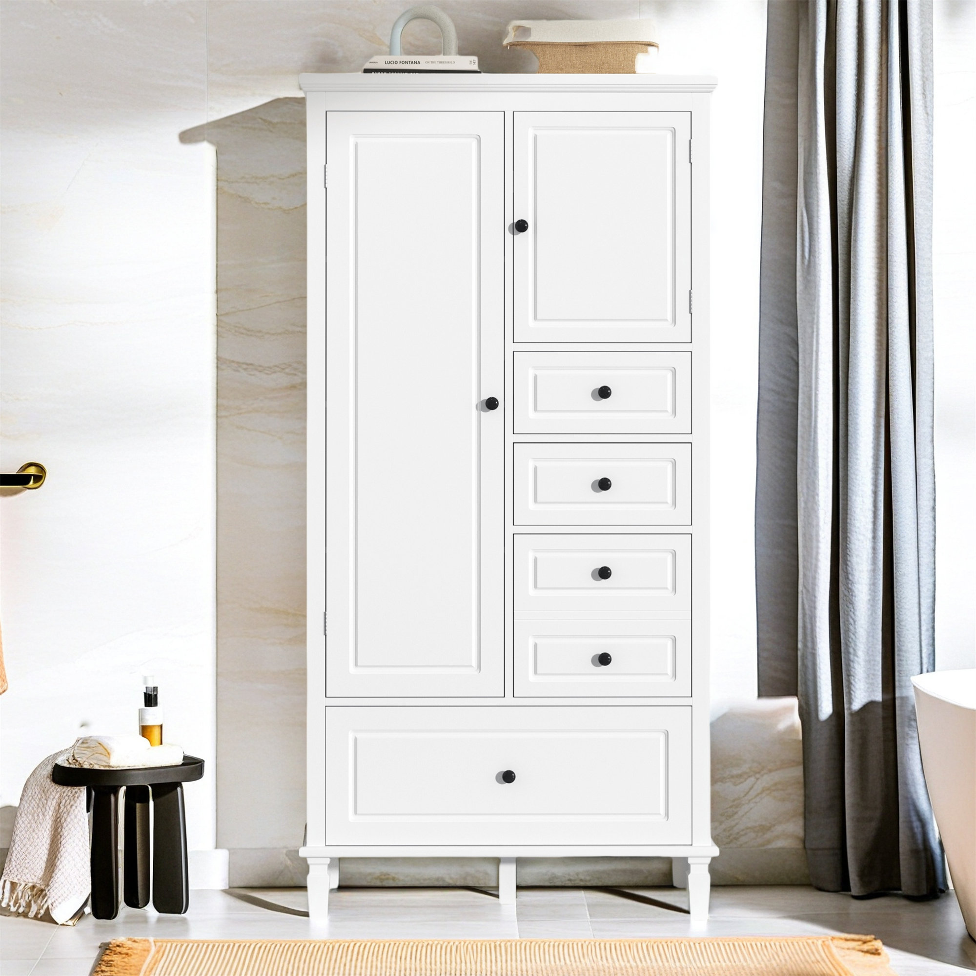 Canora Grey Modern Tall And Wide Bathroom Storage Cabinet With Doors ...