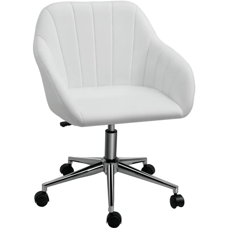 Chaise de bureau pivotante moderne et ajustable avec revêtement en similicuir et support ergonomique à dossier moyen