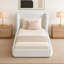 Cadre de lit double en chenille recouverte de tissu nuageux avec tête de lit enveloppante, sommier à compression, montage facile (sans sommier tapissier)-134965342-133594308