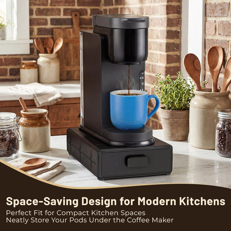 Tiroir organisateur de café pour les dosettes Keurig K-Cup, pouvant contenir 18 dosettes - Conception compacte et facile d'accès avec glissement en douceur