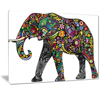 « floral joyeuse éléphant », impression sur toile