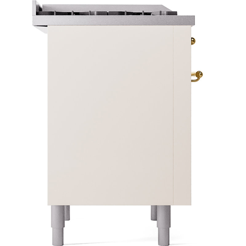 ILVE Nostalgie II 36 Dual Fuel Range, knobs, Antique White/Brass, Liquid Propane
