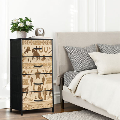 4 Drawer Dresser for Bedroom, Narrow Chest of Drawers, Wooden Top and Study Iron Frame 18"x37.5"-(WxH)