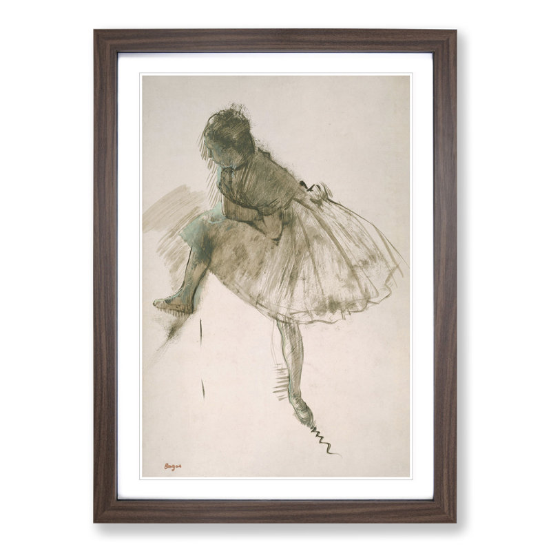 Study of a Ballet Ballerina Dancer Vol.2 by Edgar Degas - Picture Frame Painting, 36cm H x 27cm W x 2cm D, Walnut Framed