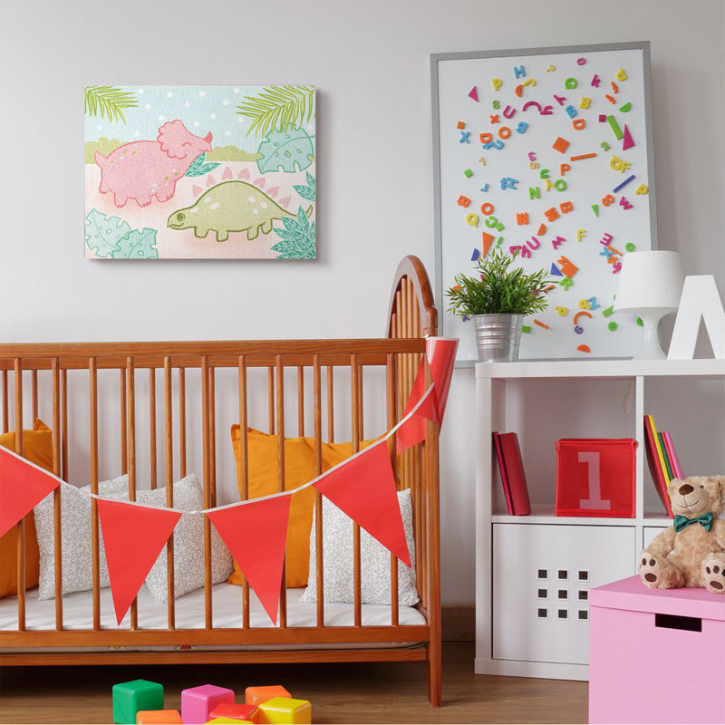 Elaxi, conception de dinosaures mignons pour enfants, H 24 po x l 30 po x P 1,5 po, Toile tendue