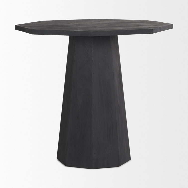 Light Brown Solid Wood Side Table With Octagonal Top