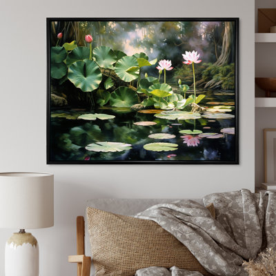 Étangs de lotus verts verts sur toile