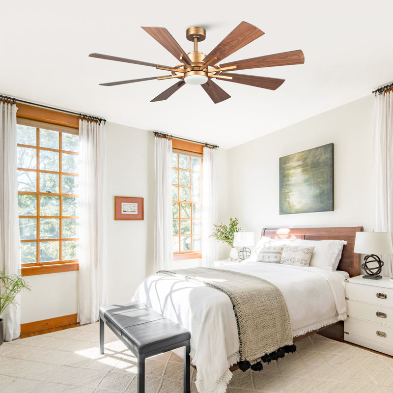 Trosclair 60'' 8-Blade Windmill Ceiling Fan with LED Lights and Remote Control
