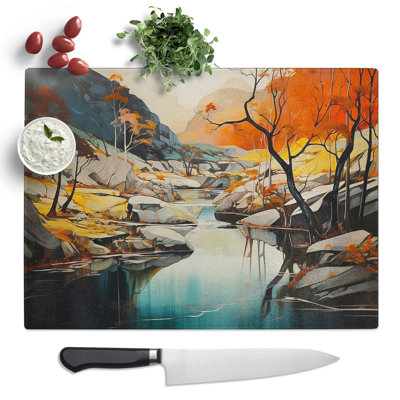River Hard Edge  Glass Chopping Board