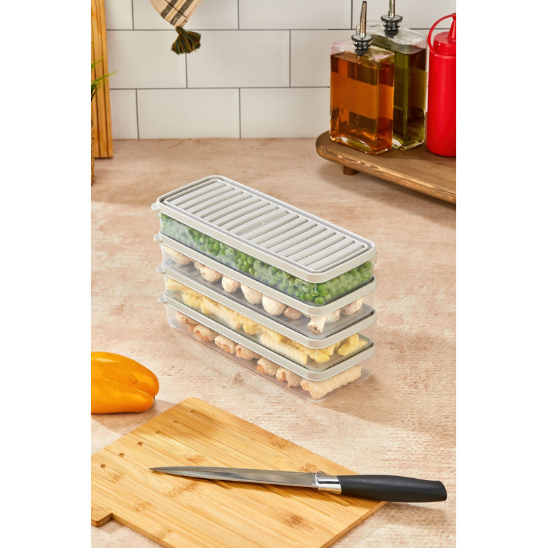 Ensemble de boîte de rangement durable (4 pièces), crème, 10,4 x 2,0 x 4,1 pouces | 100% plastique, va au lave-vaisselle | Idéal pour organiser les fournitures de cuisine, de bureau et d'artisanat | Conception peu encombrante et polyvalente
