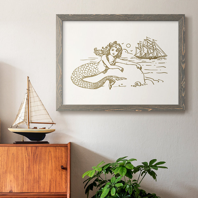 Sunning Mermaid I - reproduction de photo sur toile, Encadré gris, H 18 po x l 26 po x P 1,5 po