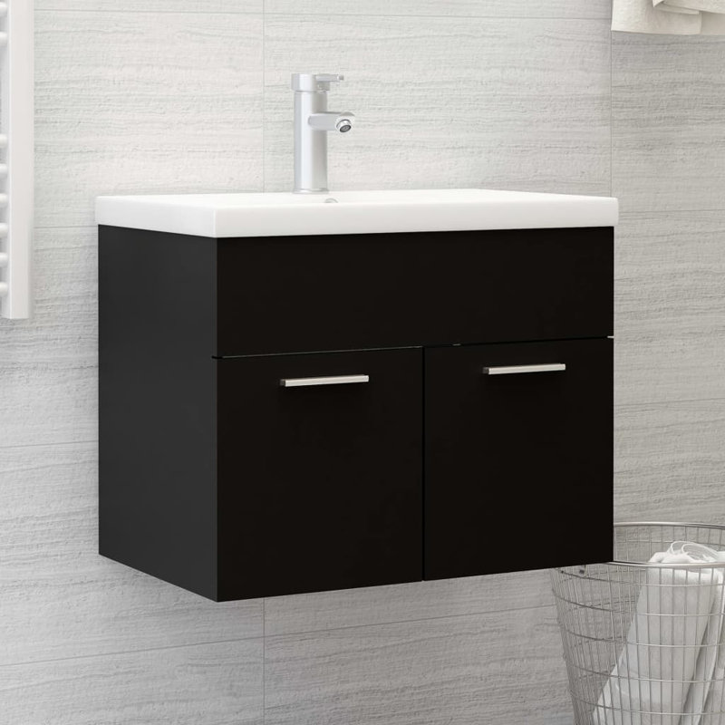 Elizibeth 600mm Single Bathroom Vanity with Integrated Ceramic Basin, Black