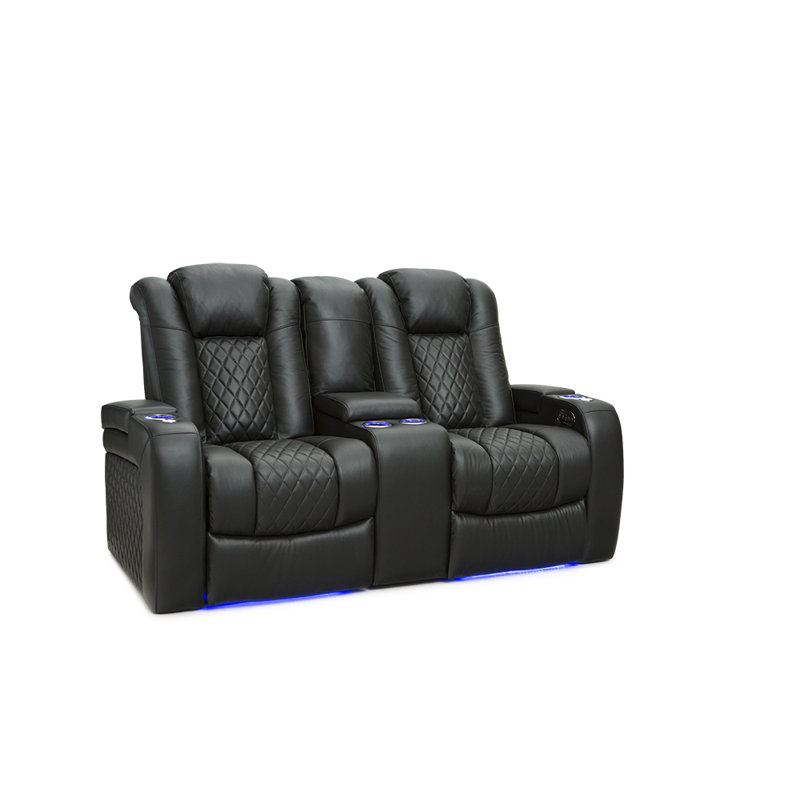 Causeuse de cinéma maison Asika, Cuir véritable noir
