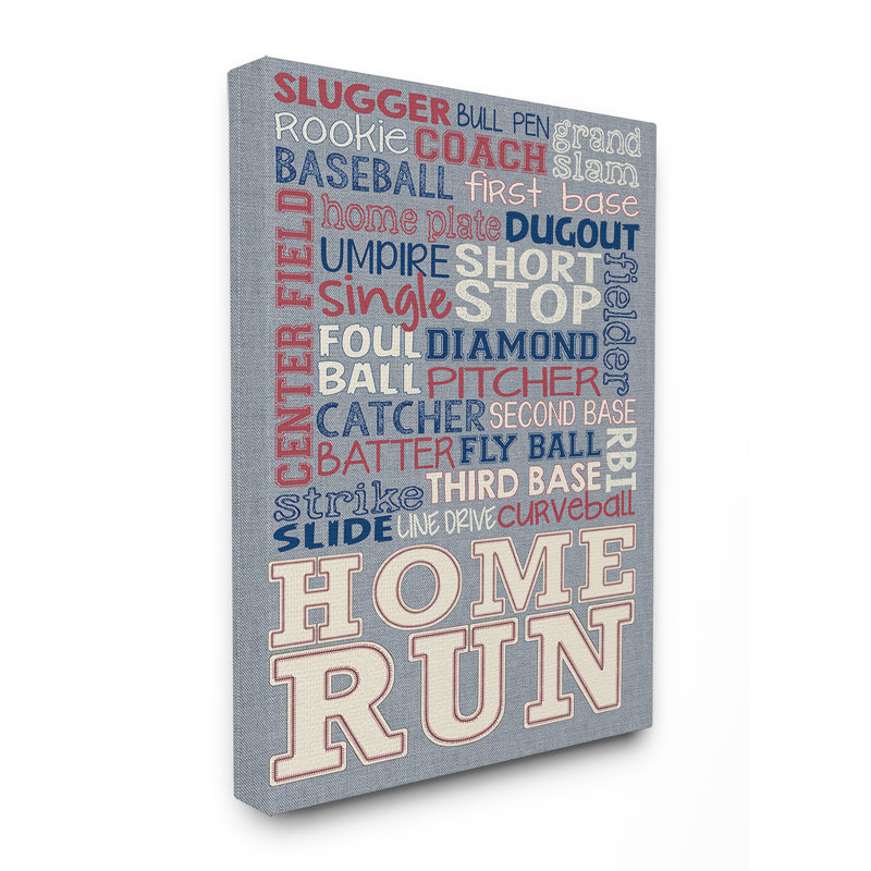 Art textuel sur toile Gupton Baseball, H 30 po x l 24 po x P 1,5 po