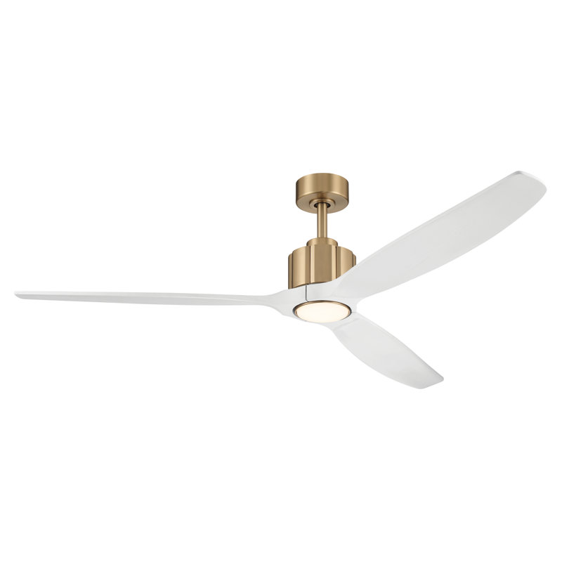 Calyx 3 Blade 60 Inch Indoor Ceiling Fan in Champagne Bronze with Solid Wood Matte White Blades, Champagne Bronze