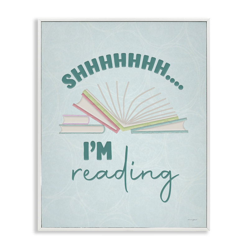 Shhh I'm Reading, giclée encadrée, design par Seven Trees Design, Giclée encadrée blanc bord de mer, H 14 po x l 11 po