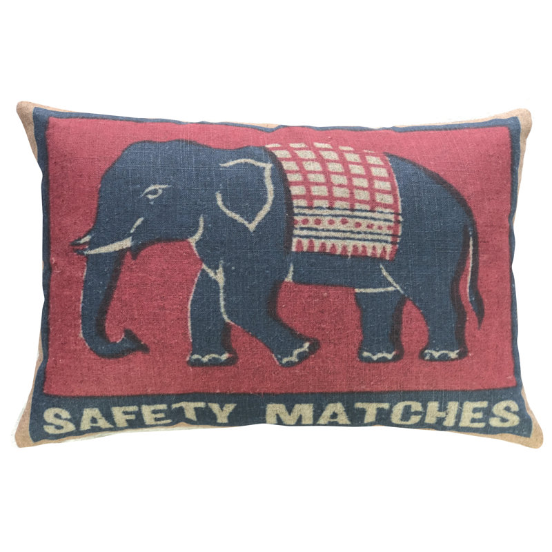Elephant Linen Reversible Throw Pillow