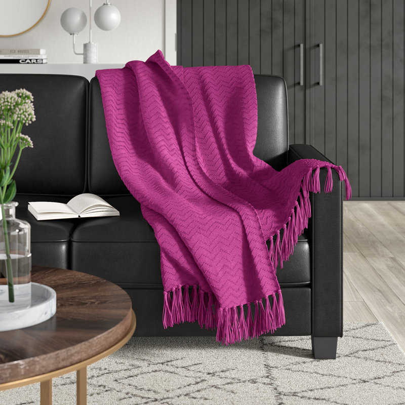 Embroidered Throw Blanket, Pink