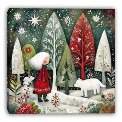 «Winter Walk with White Bear», art mural sur toile tendue