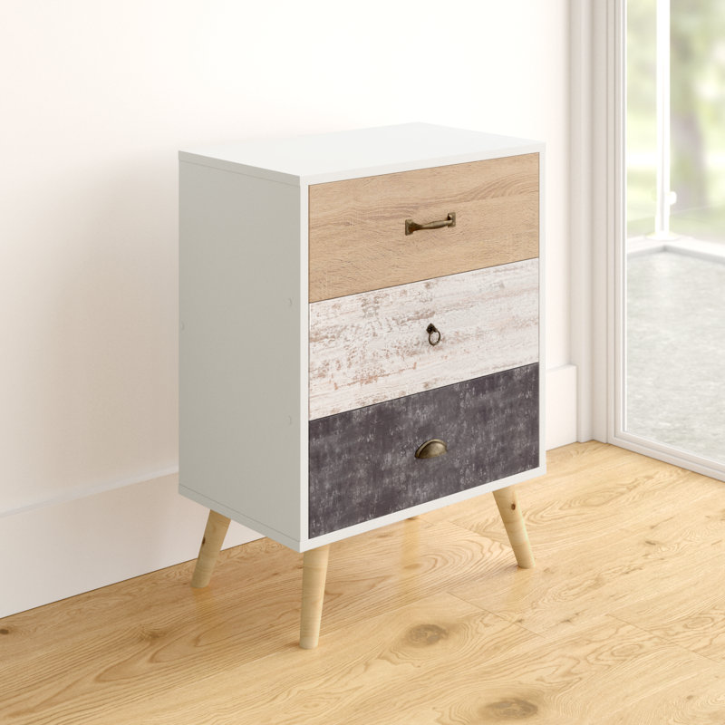 Aristomache 3 Drawer Chest Of Drawers, Cream