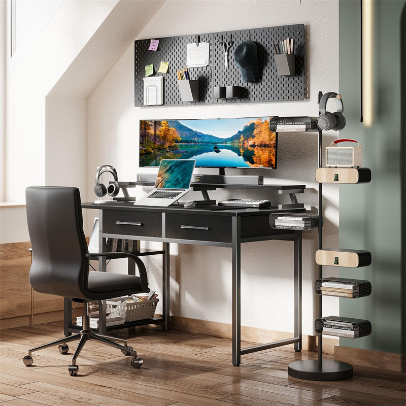 Birna Metal Base Computer Table, Black