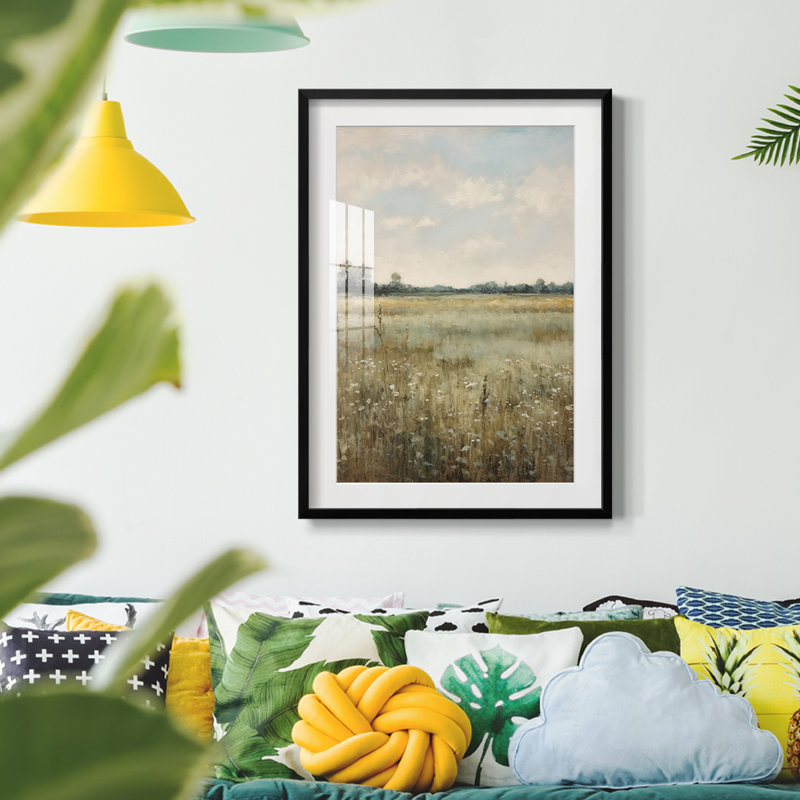 Paysage rétro, impression encadrée, Noir