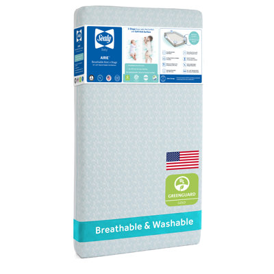 Sealy Airie 2-stage Breathable Baby Crib Mattress & Toddler Mattress, GREENGUARD GOLD Certified, Non Toxic, Made in USA, 52" x 28"