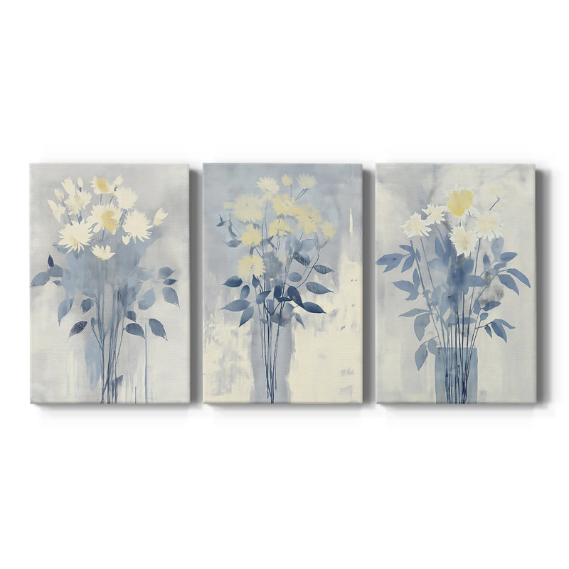 FLORAL Series DCLxxxviii - Toile tendue sur mesure - 3 pièces, H 36 po x l 72 po