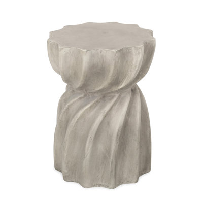 Side Table - Enhance Patio Elegance. Magnesium Oxide, Grey, 14"x14"x18.5", 17.01 Lb. Alluring Tabletop, Contemporary Design Transform Outdoor Look. Lightweight Concrete Piece, Grey Enrapturing