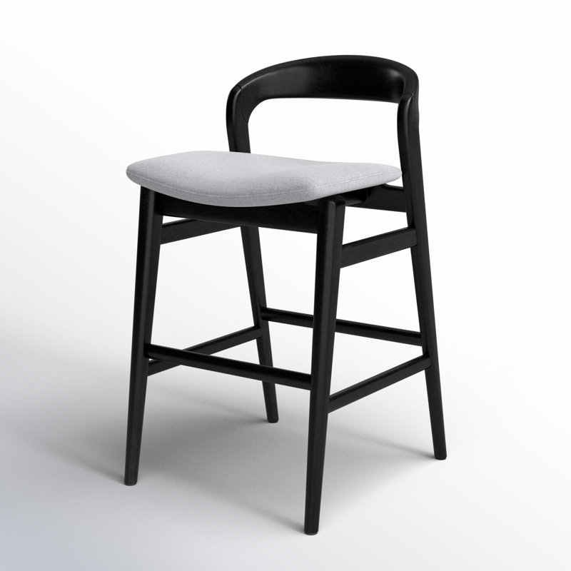 Anela Upholstered Counter Stool with Solid Wood Frame, Essence Gray/Ebano Frame, Counter Stool (25.25" Seat Height)