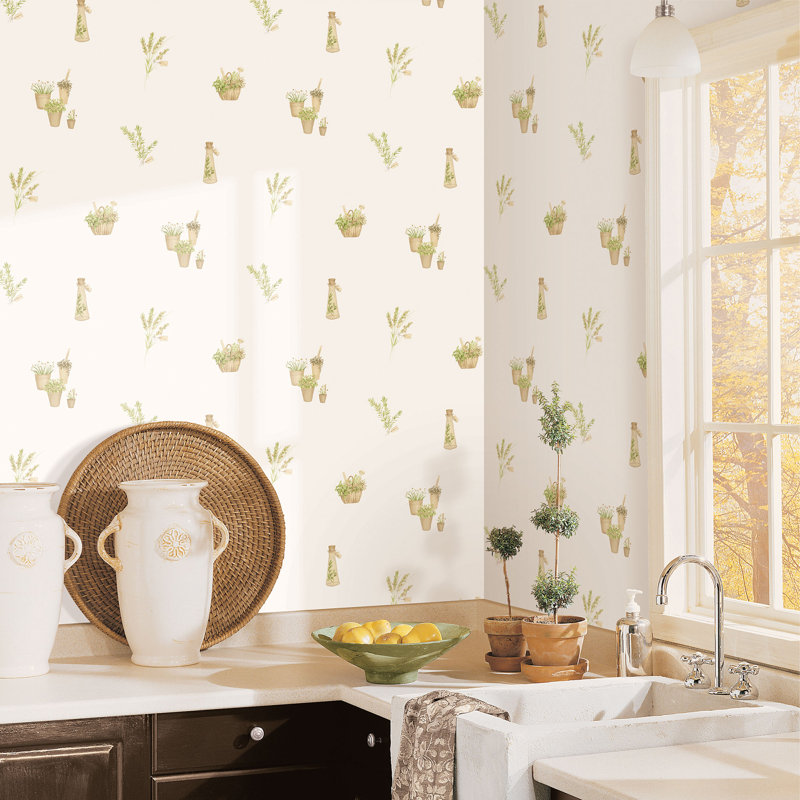 Dexheart Matte Paste the Wall Wallpaper Roll, White/Green