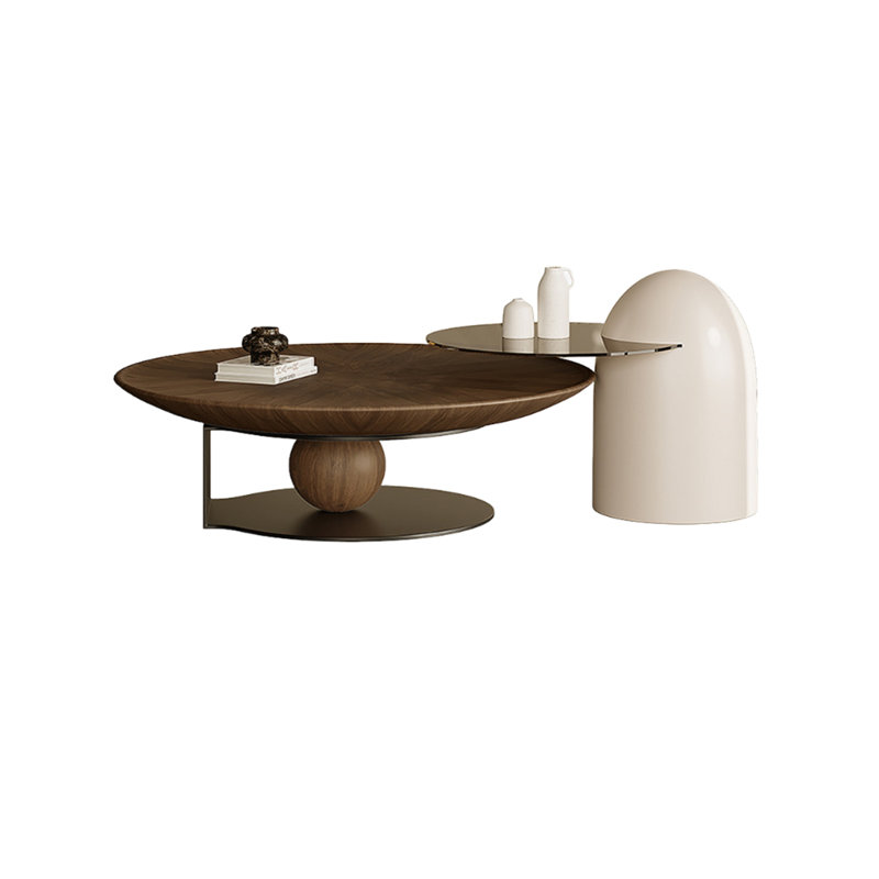 Ensemble de tables basses rondes en bois, 13.78" H x 39.37" W x 39.37" D