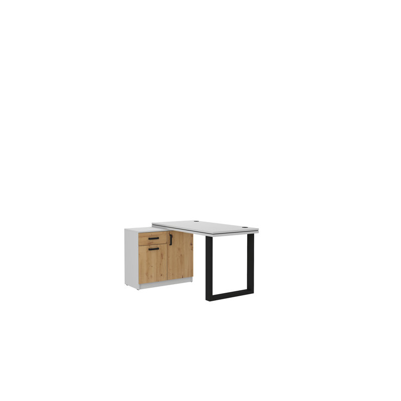 Anarosa Writing Desk, 75.3cm H x 138cm W x 67cm D, White/Oak