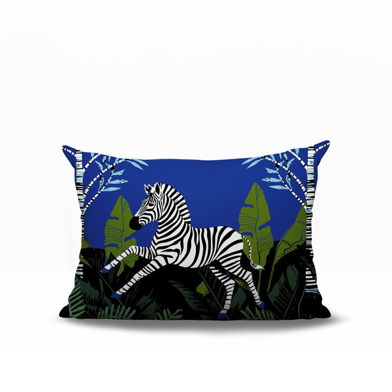 Asty Reversible Indoor/Outdoor Rectangle Pillow, Navy Blue, Rectanglar 18"H x 25"W
