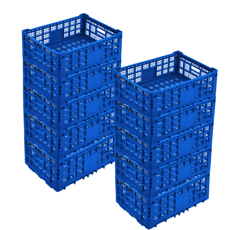 Bac de rangement pliable Containe, caisse à lait pliable de 52 litres, caisse de rangement en plastique robuste empilable avec poignée, rangements de transport pliables pour le rangement de jouets de bureau à domicile