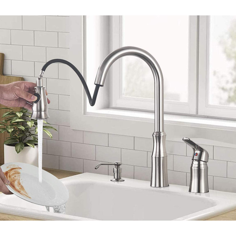 AlenArtWater Pull Out Kitchen Faucet with Soap Dispenser